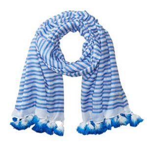 Kate Spade New York Candy Stripe Oblong Scarf Blue